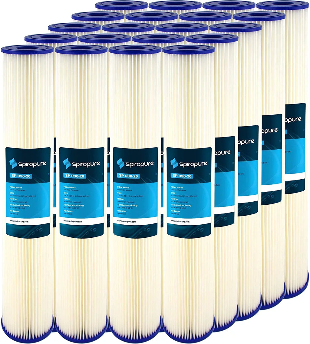 SpiroPure SP-R30-20 20x2.5 30 Micron Pleated Polyester Sediment Liquid Filter Cartridge SPC-25-2030 R30-20 155416-43 (Case of 20)