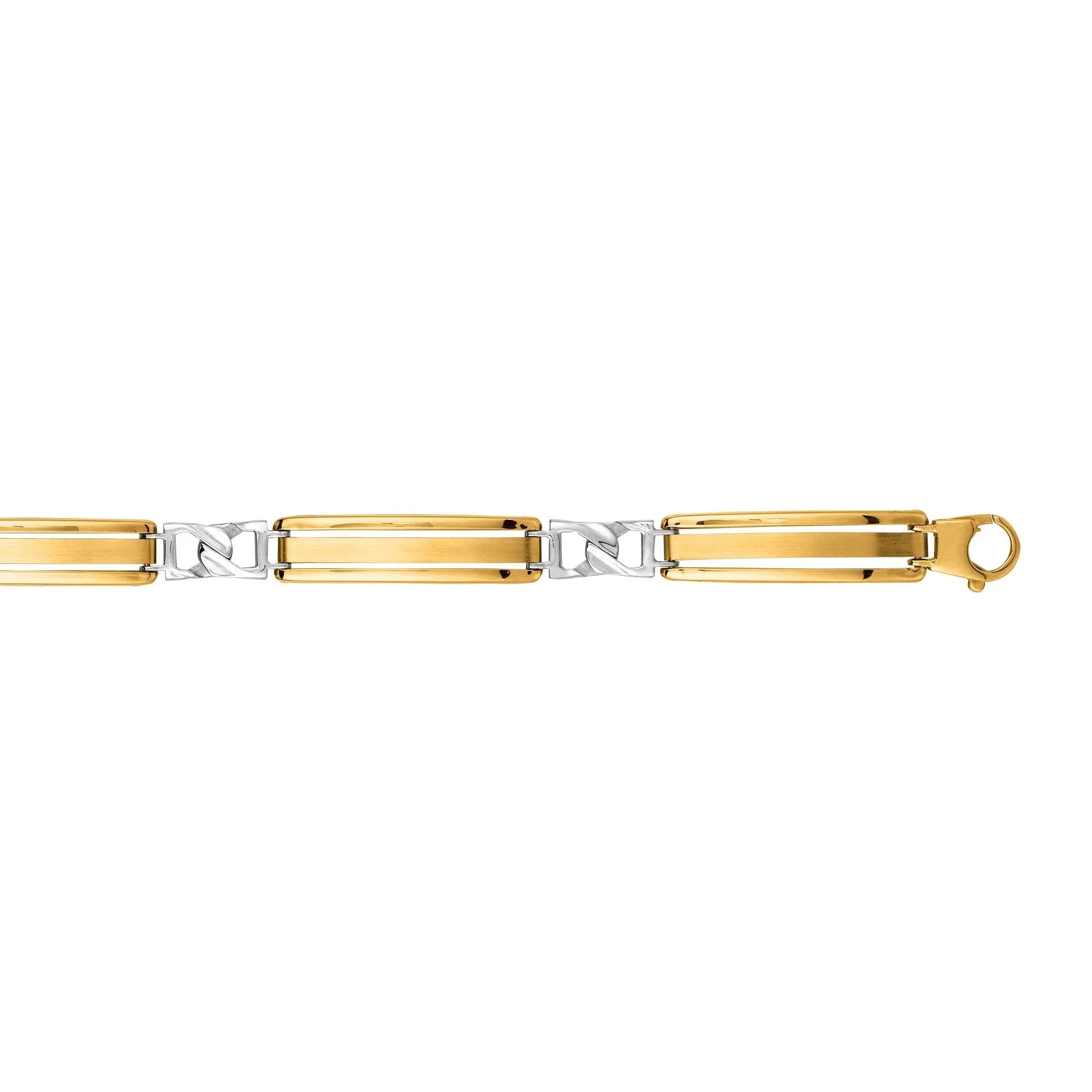 JewelStop 14K Yellow White Gold Shiny 2-Tone Gold Men's Fancy Bracelet, Lobster Clasp - 8.25 Inches, 11.2Gr.