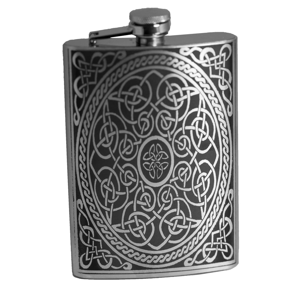 Hip Flask Plus 8oz Celtic Design Flask - Leak-Proof & Artistic Charm