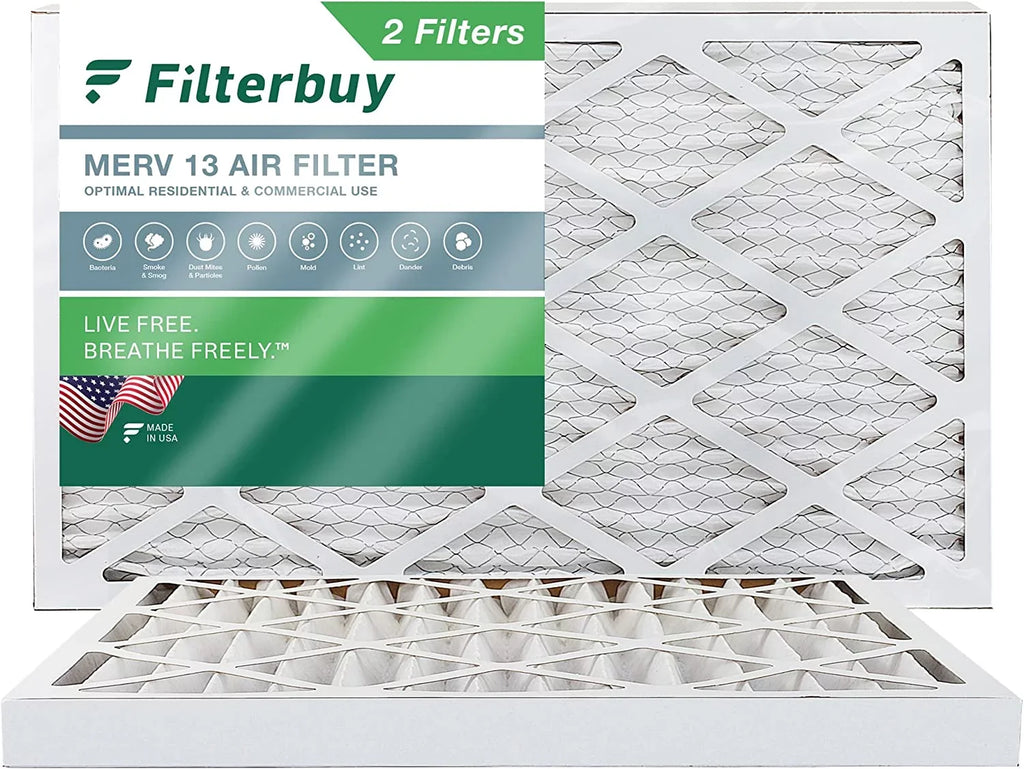 Filterbuy 16x25x2 MERV 13 Pleated HVAC AC Furnace Air Filters (2-Pack)
