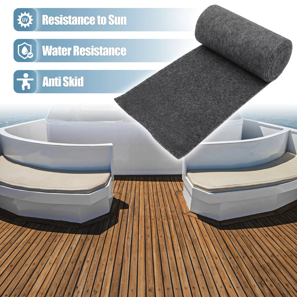Unique Bargains 157"x12"x0.24" Dark Gray Boat Carpet Pad Decking Sheet Mat for Boat Trailers Dark Gray