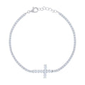 Auriga 925 Sterling Silver Cubic Zirconia Fancy Cross Bracelet for Women (Width- 13mm)