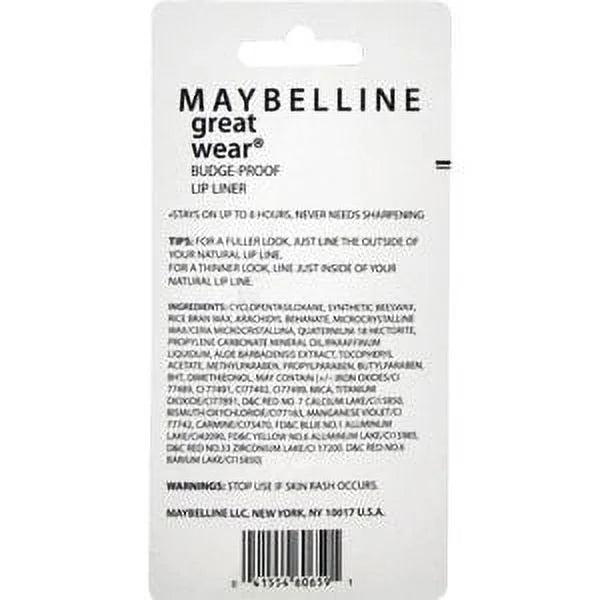 3 Pack Maybelline Great Wear Budge Proof Lip Liner Brick - 1 Pencil.