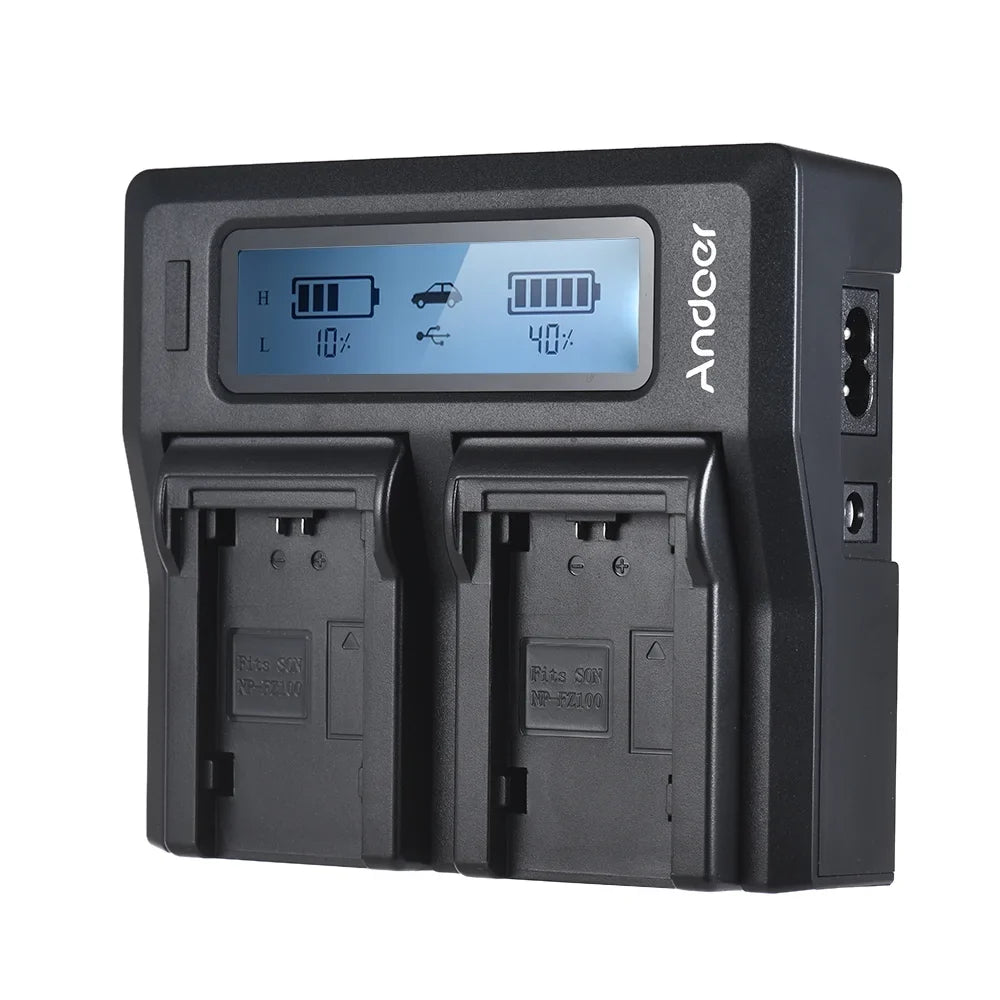 Andoer NP-FZ100 Dual Channel LCD Battery Replacement for A7III A9 A7RIII A7SIII