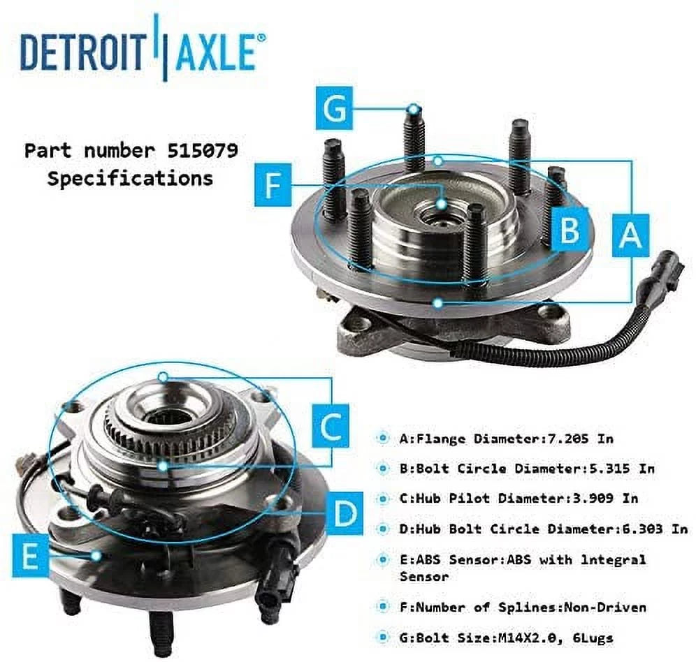 Detroit Axle - Power Steering Rack & Pinion + Front Upper Control Arms + Wheel Hubs + Suspension Kit Replacement for Ford F-150 Lincoln Mark LT 4WD w/ABS ; Straight Sway Bars - 11pc Set