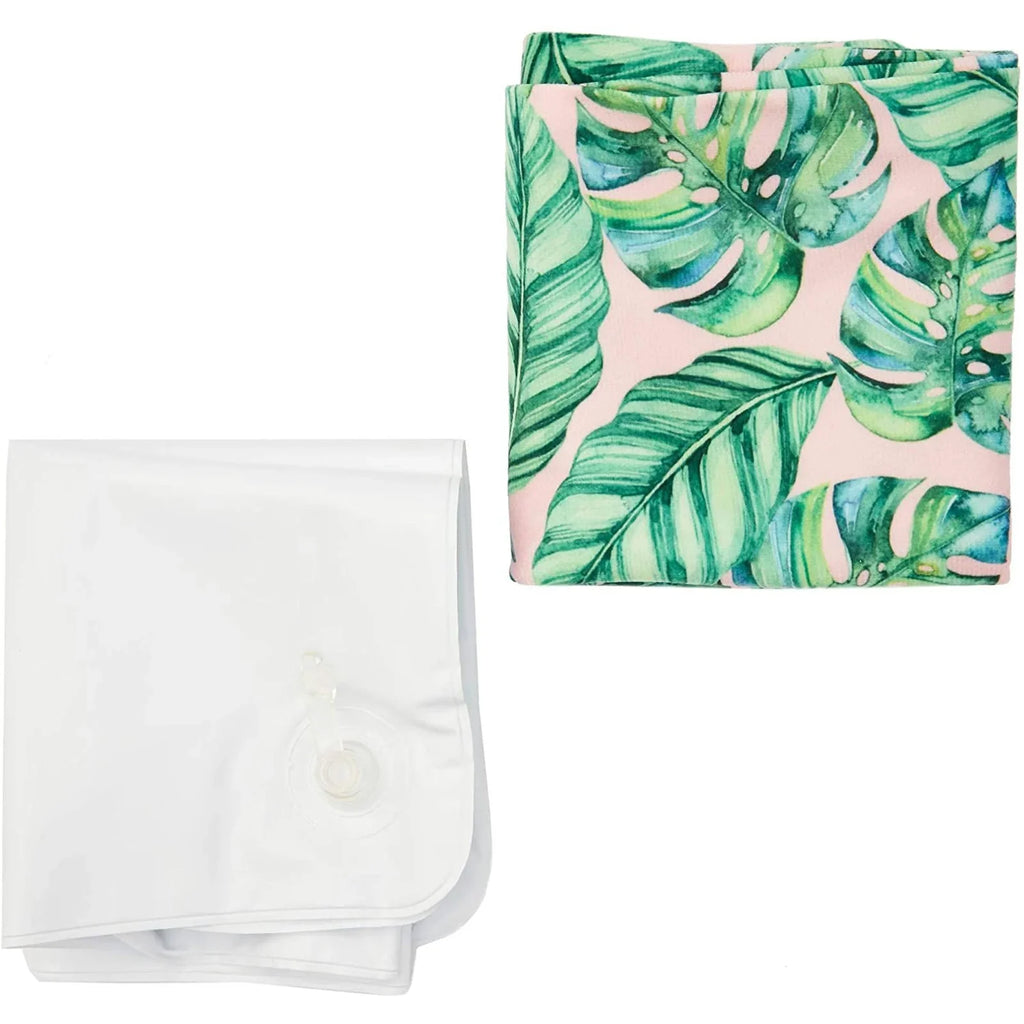 Blue Panda Inflatable Beach Pillow for Pools Travel Vacations, Tropical Leaves