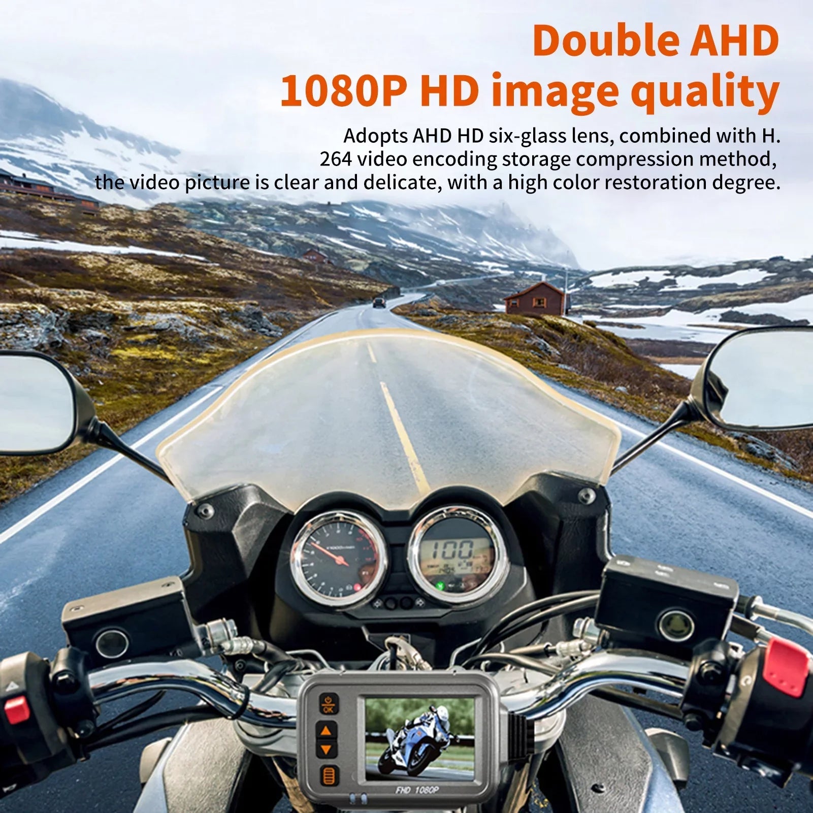 Shinysix Motorcycle Dash Cam,WiFi Dual 1080p Motorbike Camera ,120° Wide Angle,Parking Monitoring, Timed Recording After Flameout Full Body Liquid Night Vision With 32G storage card
