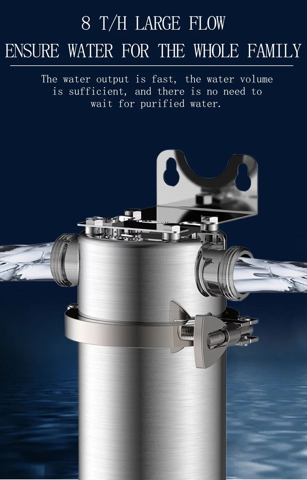 TECHTONGDA Front Liquid Filter Housing 10 inch Filter 1 inch NPT for Whole House Liquid Purification 304 Stainless Steel 8000L/h