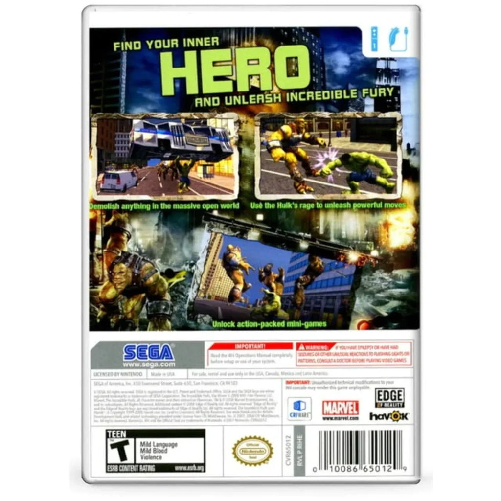 Pre-owned Incredible Hulk - Nintendo Wii Refurbished