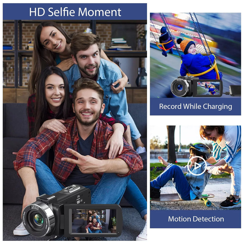 MARVUE Video Camera 4K Camera 48MP 30FPS Camcorder 18X Digital Zoom 3.0" LCD Touch Monitor Vlogging Camera for YouTube with IR Night Vision