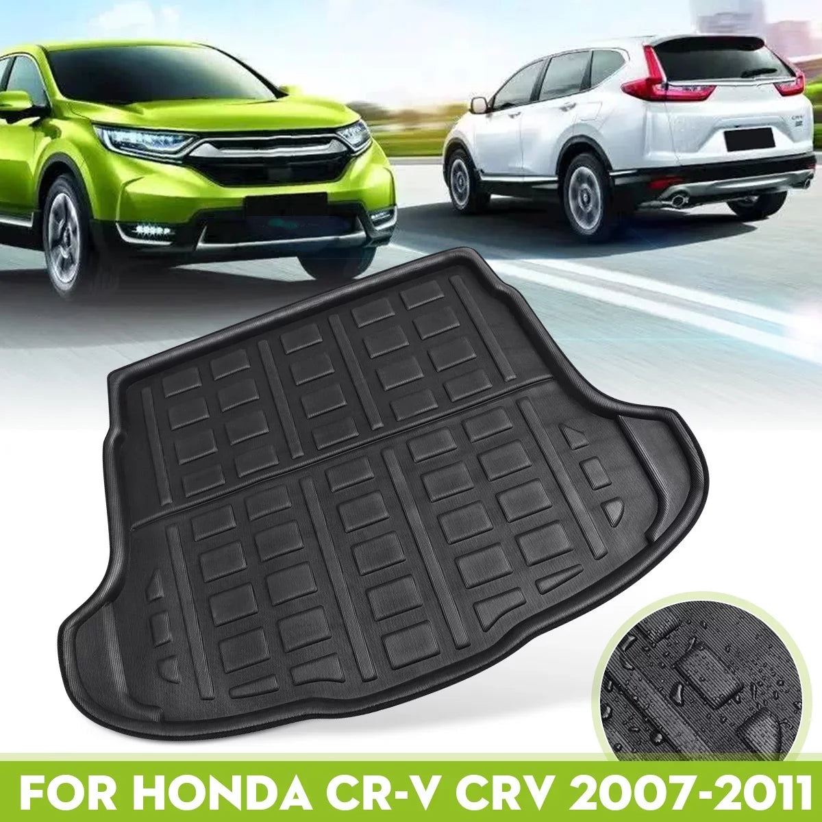 1pcs Cargo Liner Mat for Honda CR-V CRV 2007-2011 Boot Rear Trunk Floor Tray Fluid All Weather, Black