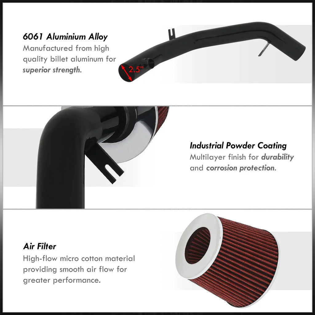 AJP Distributors Cold Air Intake CAI Induction System Kit Black Aluminum Channel Piping + Filter Compatible/Replacement For Volkswagen VW Golf GTI Jetta VR6 2.8L 12V 1998 1999 2000 2001 2002 2003 2004