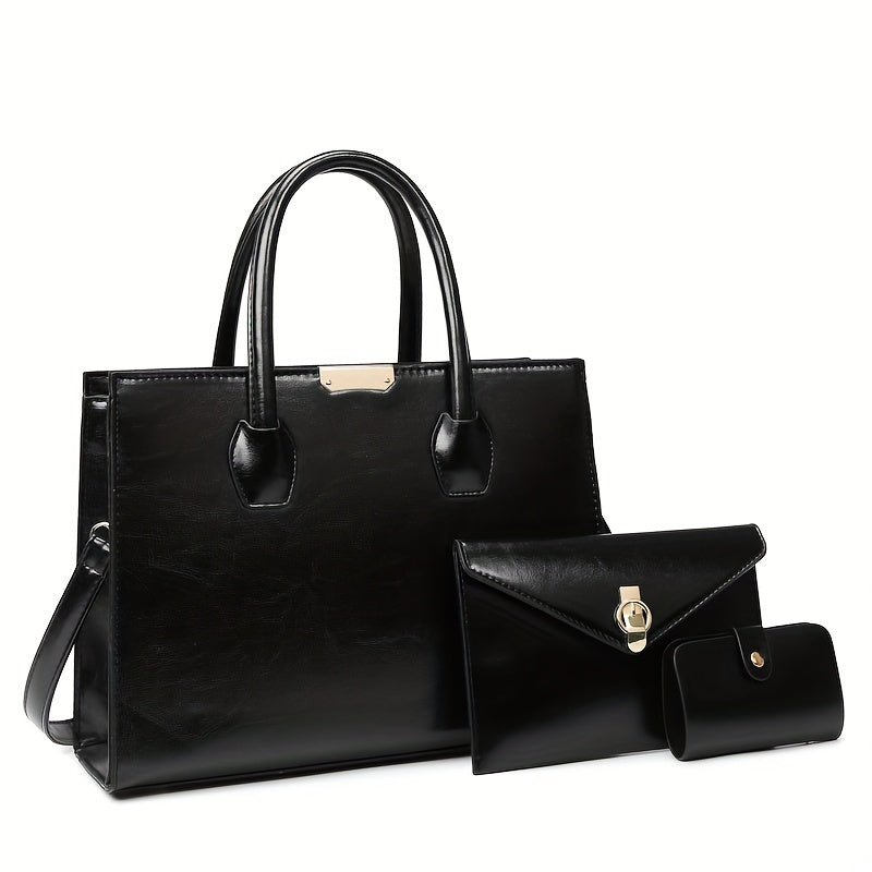MICHROE Vintage Vegan Tote Bag Set Top Handle Satchel Women‘s Luxury Handbag Shoulder Purse & Crossbody Bag