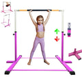 Iron Form Gymnastics Bar Horizontal Kip Bar for Gymnasts Junior Training Expandable Height, Heavy Duty Jungle Gym Exercise Bar for Children and Adults, Adjustable Height 3 to 5 FT Gymnastic Bar, PINK