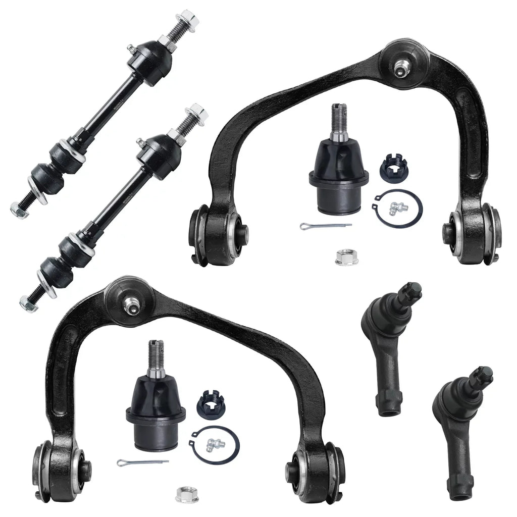 Detroit Axle - Power Steering Rack & Pinion + Front Upper Control Arms + Wheel Hubs + Suspension Kit Replacement for Ford F-150 Lincoln Mark LT 4WD w/ABS ; Straight Sway Bars - 11pc Set