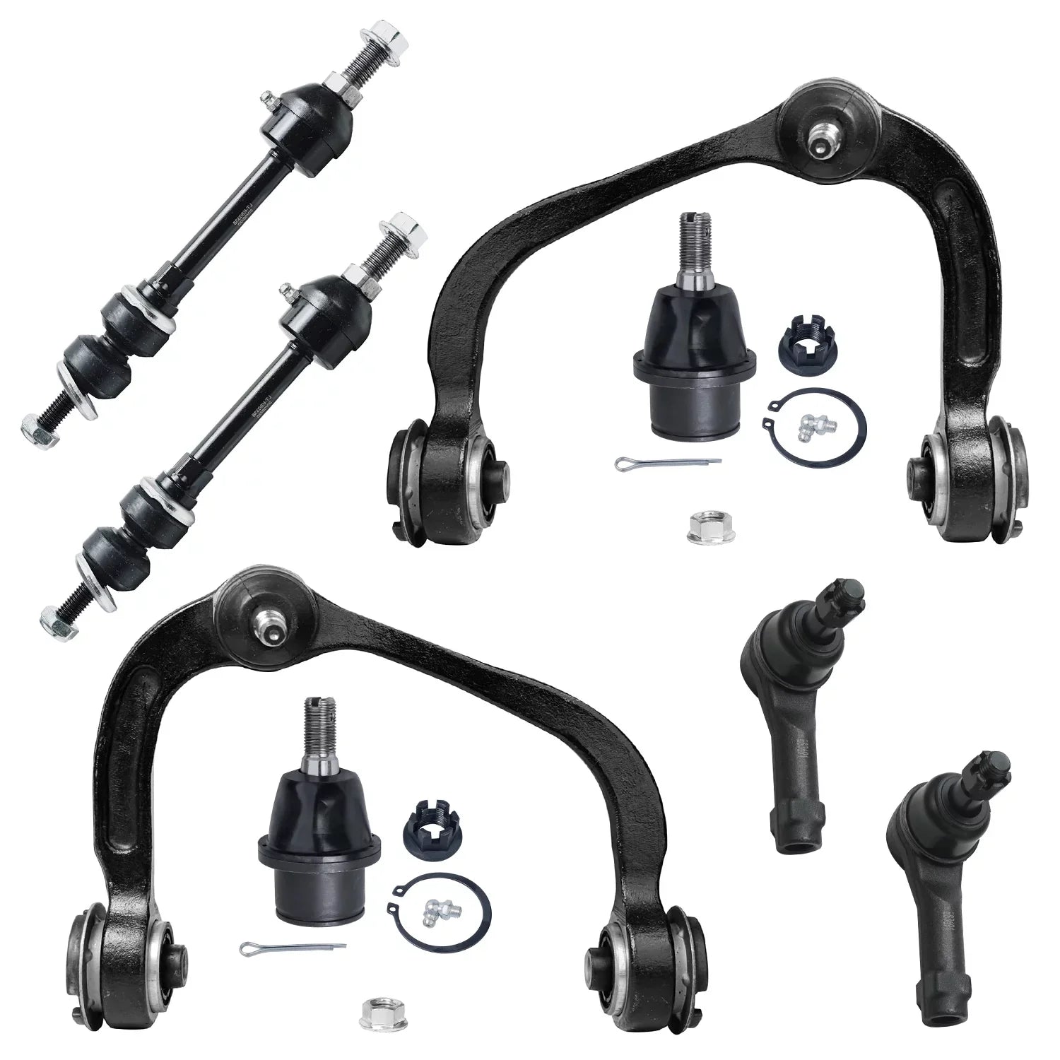 Detroit Axle - Power Steering Rack & Pinion + Front Upper Control Arms + Wheel Hubs + Suspension Kit Replacement for Ford F-150 Lincoln Mark LT 4WD w/ABS ; Straight Sway Bars - 11pc Set