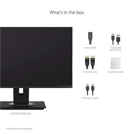 ViewSonic VG2756-4K 27 Inch IPS 4K Docking Monitor with Integrated USB C 3.2, RJ45, HDMI, Display Port and 40 Degree Tilt Ergonomics for Home and Office