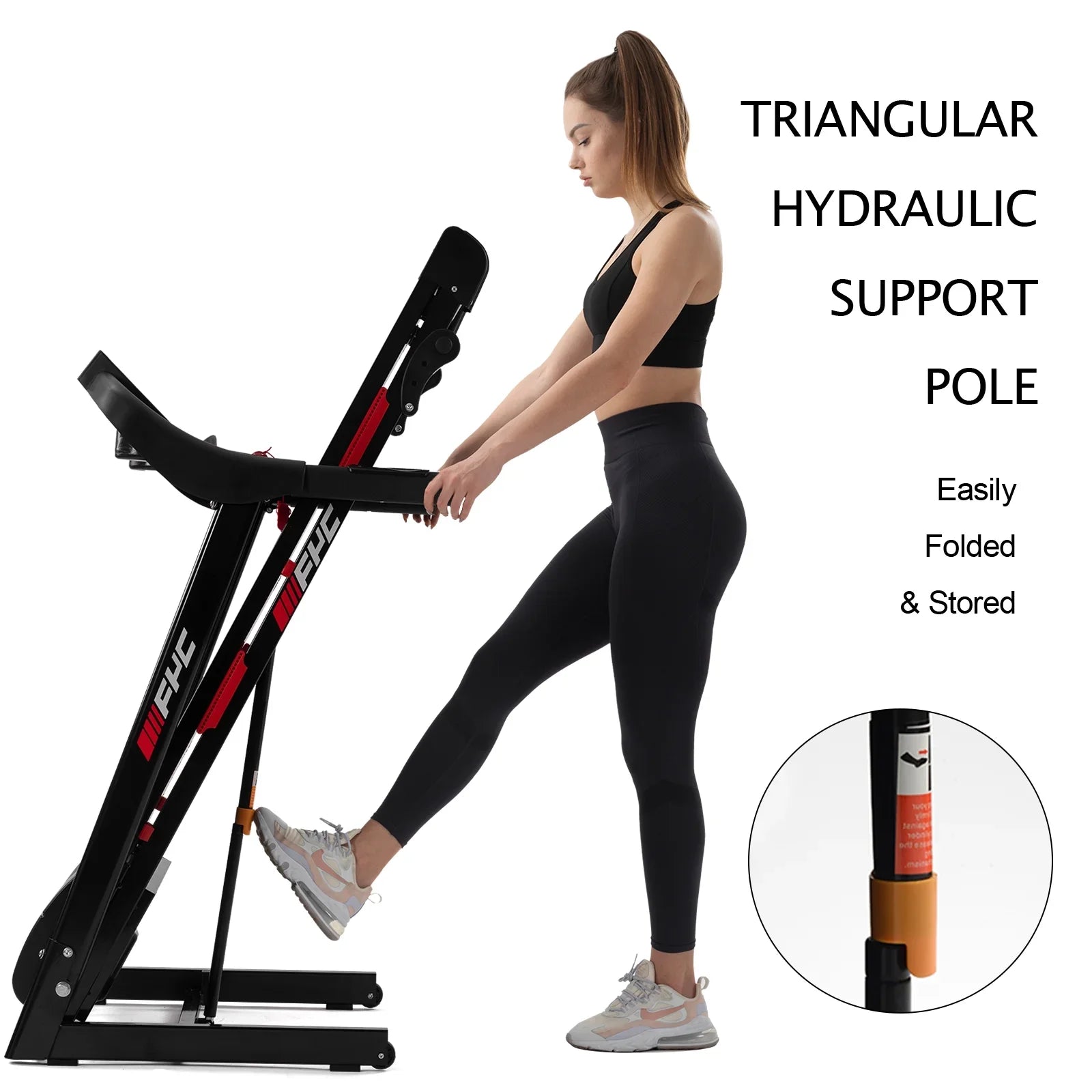 Dcenta FYC Folding Treadmill for Home - 330 LBS Weight Capacity Running Machine with Incline/, 3.5HP 16KM/H Max Speed Foldable Electric Treadmill Easily Assembly, Home Gym Workout Exercise