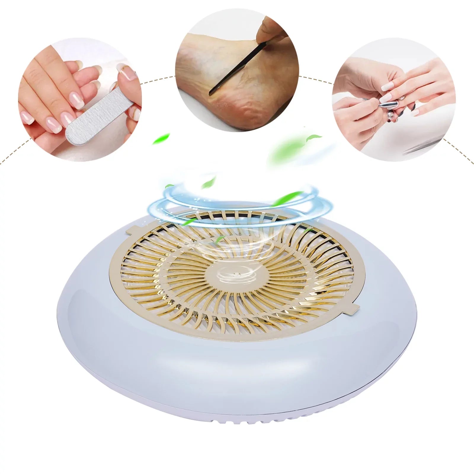 Oukaning 45W Nail Dust Collector Reusable Filter Vacuum Cleaner Fan Strong Suction Salon(White)