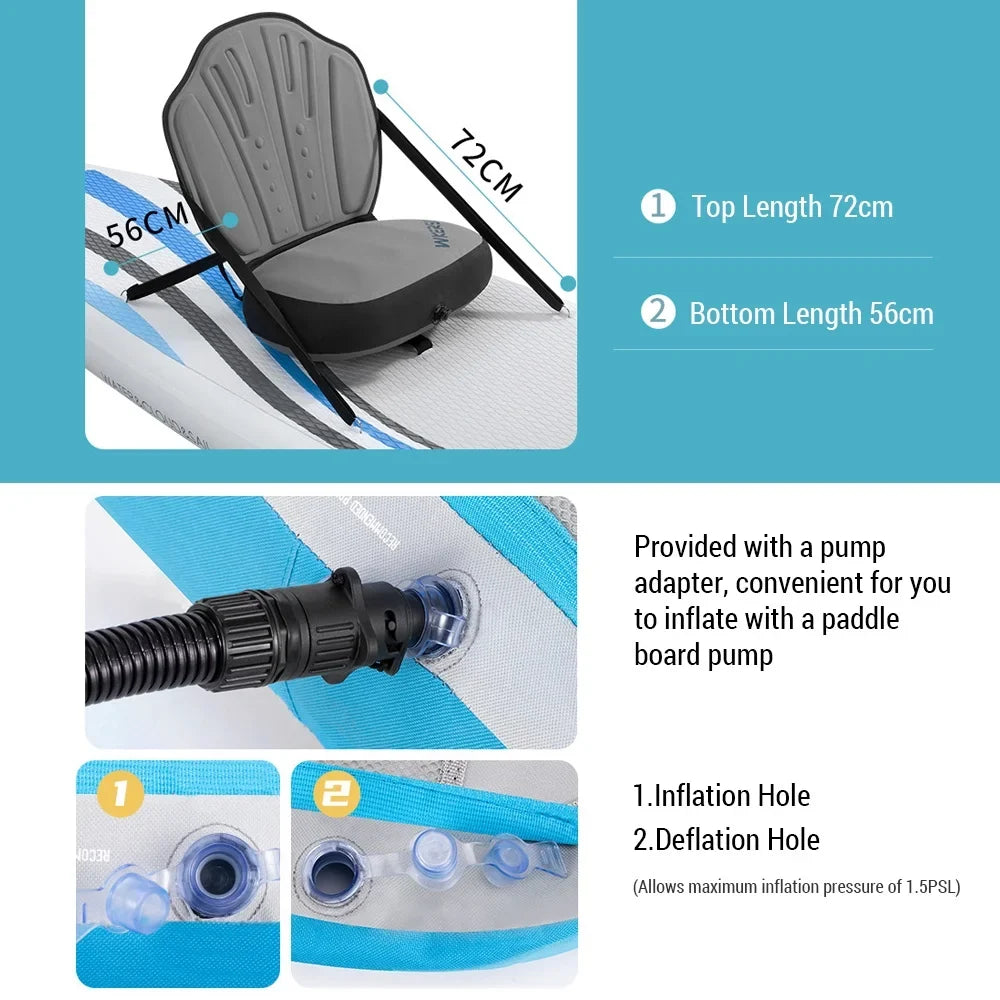 WKERSIY Detachable Kayak Seat with Back Support Inflatable Paddle Board Adjustable Seat Comfortable Kayaking Accessory