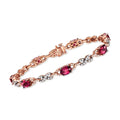 Ross-Simons C. 2000 Vintage Le Vian 8.05 ct. t.w. Rhodolite Garnet and 1.40 ct. t.w. Diamond Infinity-Link Bracelet in 14kt Rose Gold, Women's, Adult, Pre-Owned