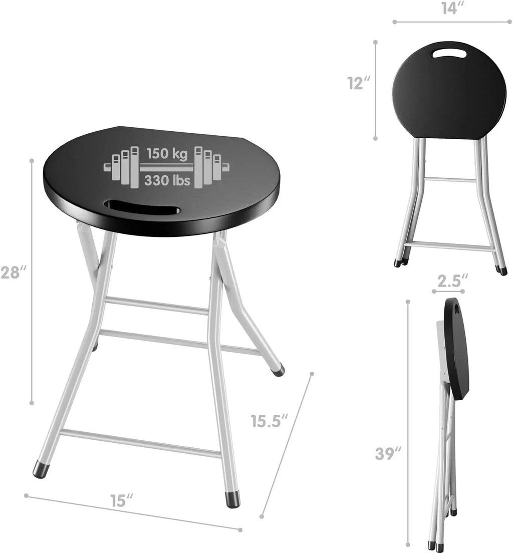 MIDDOW SILKYDRY Folding Stool, 28'' Foldable Counter Bar Stools for Adults Portable with Handle, Heavy Duty Metal Collapsible Stool Chair Barstools for Kitchen, Outdoor & Camping, 330 lbs Capacity