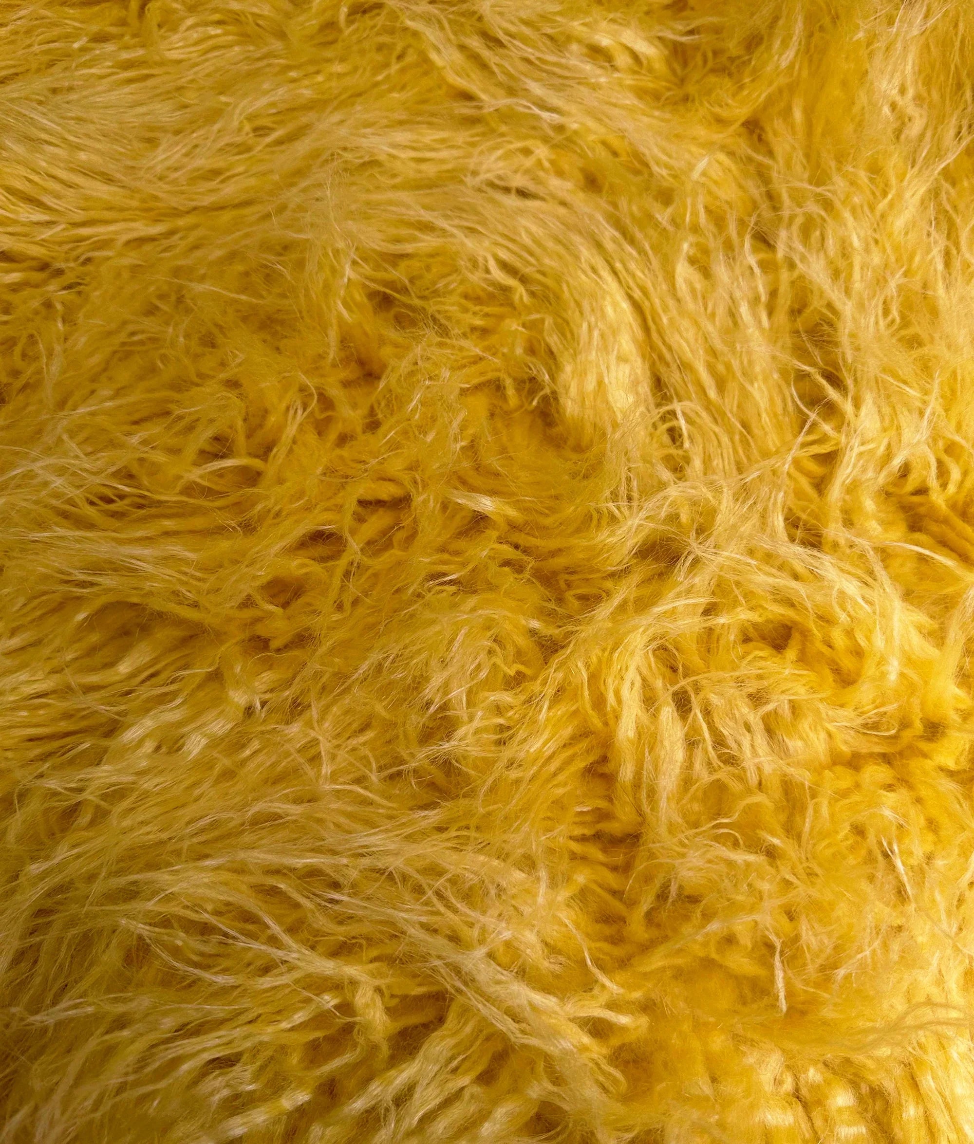 Faux Fake CURLY Yak FUR 3.5" LONG Pile Japanese Fire Retardant Yarn 2.3oz Per Yard / Craft, Sewing Cosplay 58" Wide Sold by Continuous Yard (Yellow)