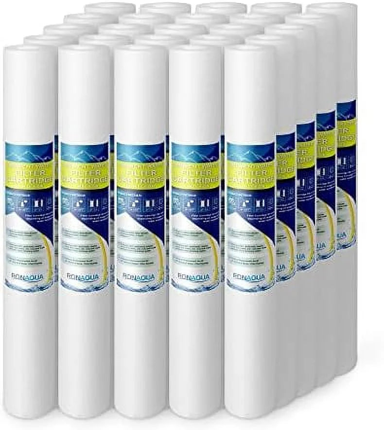 Standard Whole House -Blown Four Layers Filtration Polypropylene 10 Micron Sediment Filter 20” X 2.5” Fits 20” X 2.5” Housings. Compatible With FPMB5-20, FPMB520, SDC-25-2005/4, VX05-20 Pack Of 25