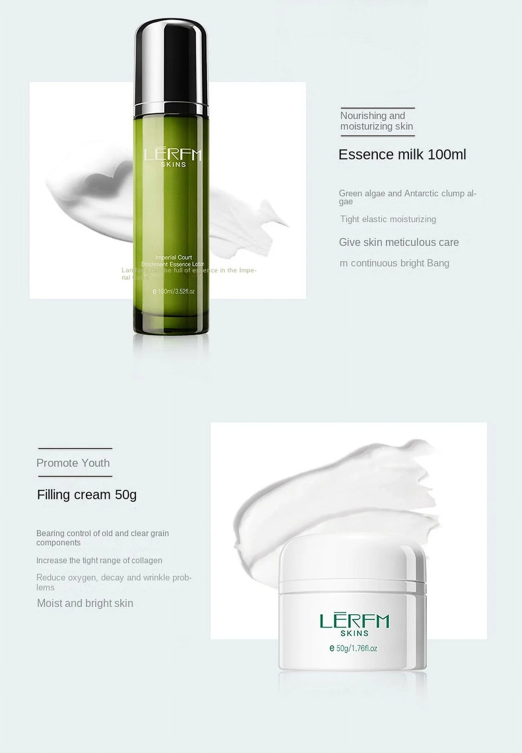 LERFM Face Skincare Set 6Pcs Deep Cleaning Pores Oil Control Toner Firming Face Serum Whitening Day Night Cream Beauty Products