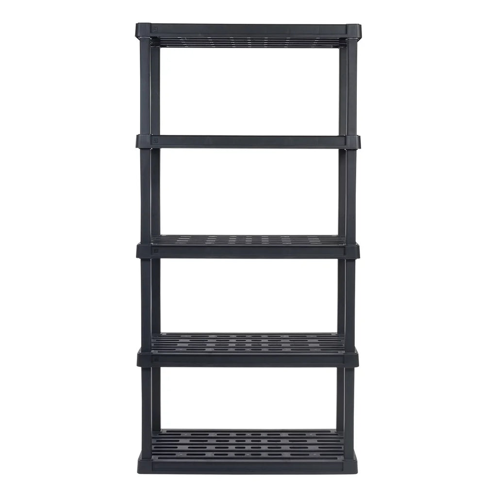 IRIS USA 5-Tier Large Plastic Rack Storage Shelf with 500 lb. Total Capacity, Black