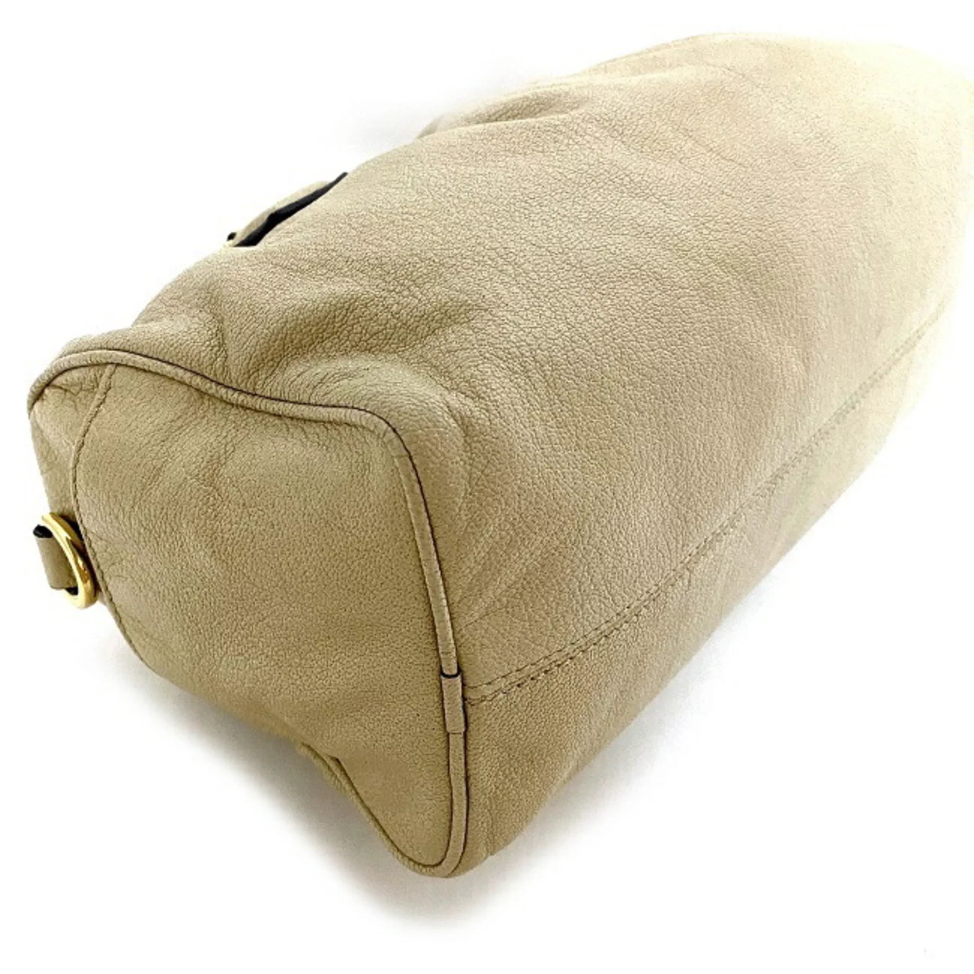 Pre-Owned Loewe 2way Gold Lame Anagram Leather LOEWE Boston Handbag Champagne Women's (Good)