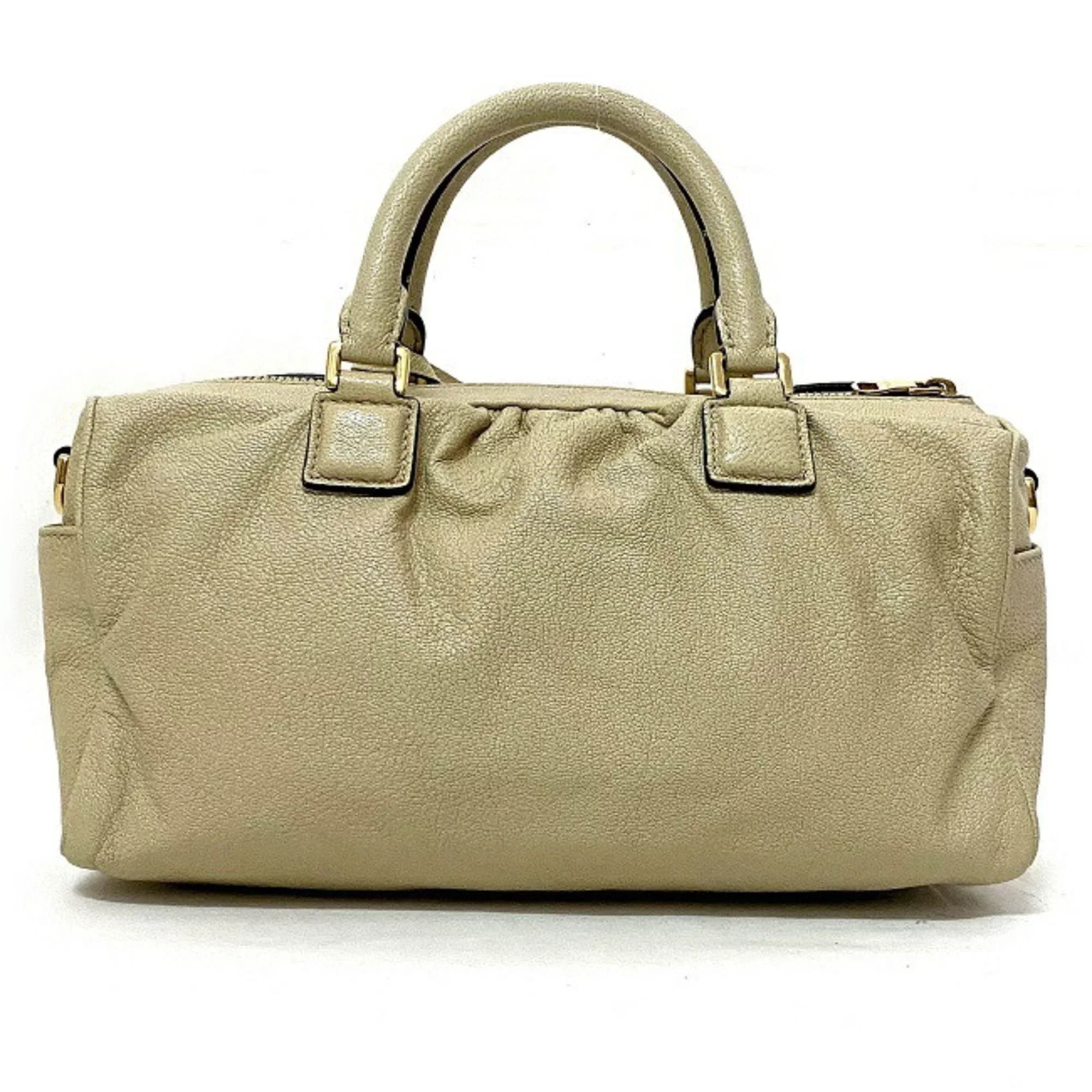 Pre-Owned Loewe 2way Gold Lame Anagram Leather LOEWE Boston Handbag Champagne Women's (Good)
