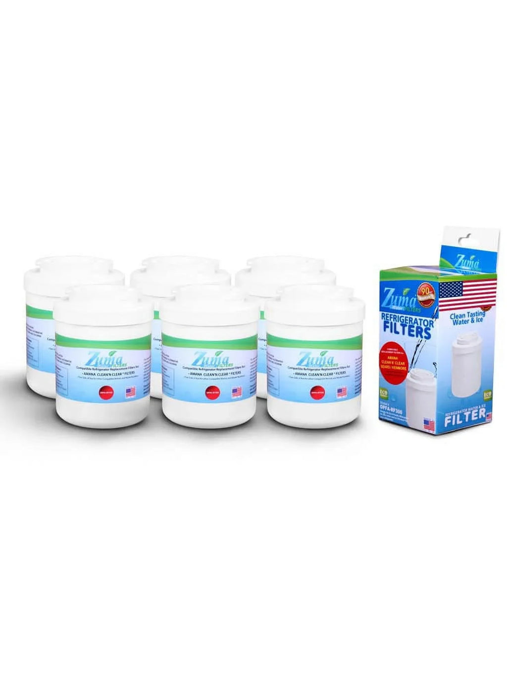ZUMA Brand , Fluid and Ice Filter , Model # OPFA-RF300 , Compatible with Amana® 12527309 - 6 Pack - Made in U.S.A.