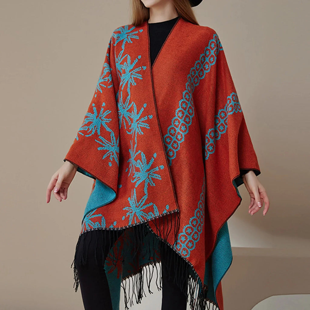 Womens Scarf Pashmina Shawls and Wraps Women's Printed Shawl Fashionable Warm Soft Cardigans Scarf Christmas Gift Double Sided Thickened Shawl