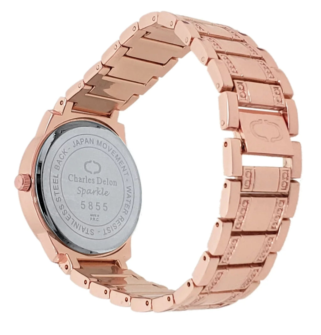 Charles Delon Women's Watch 5855 LRBW Rose Gold/Black Stainless Steel Quartz