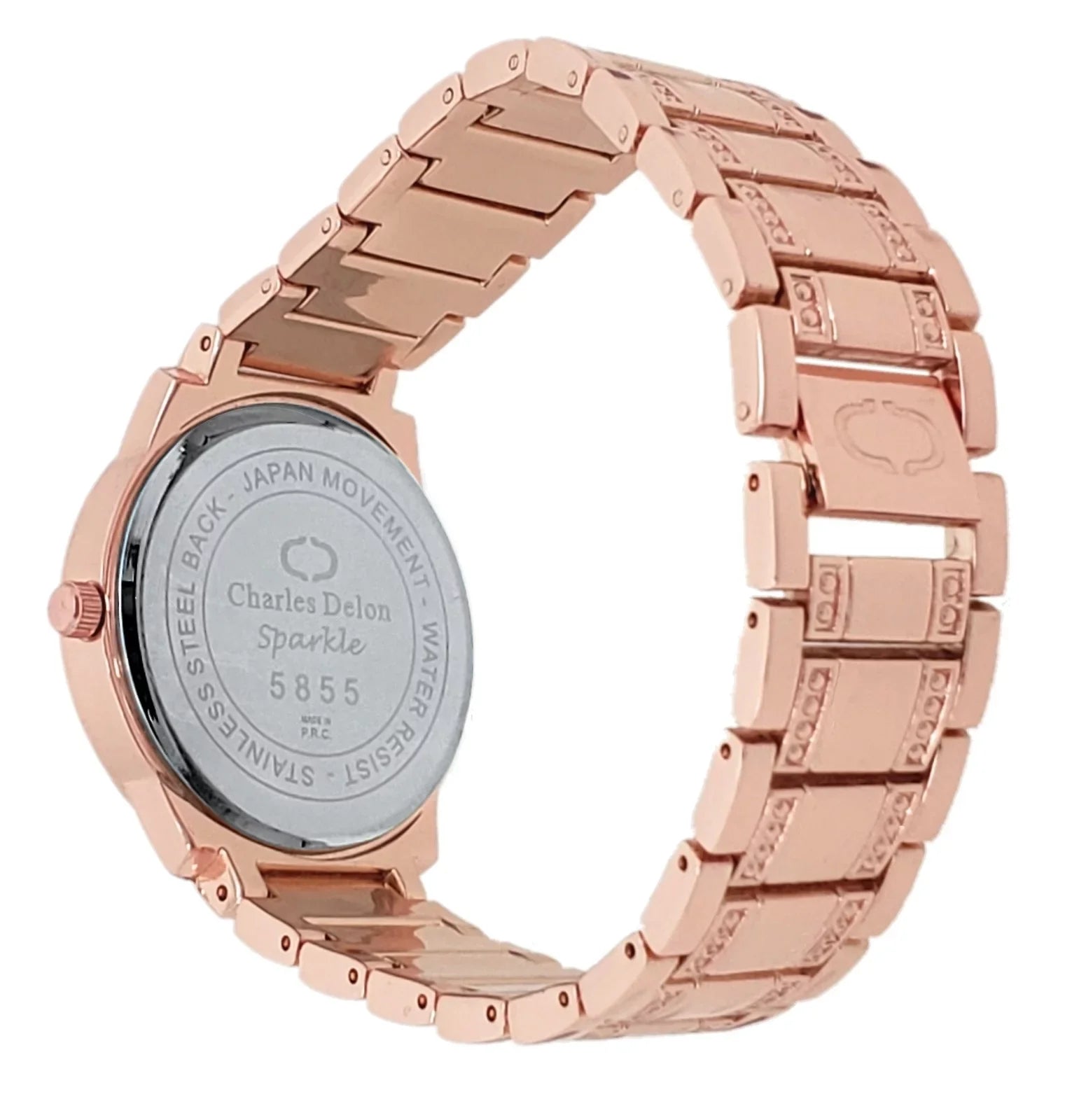 Charles Delon Women's Watch 5855 LRBW Rose Gold/Black Stainless Steel Quartz
