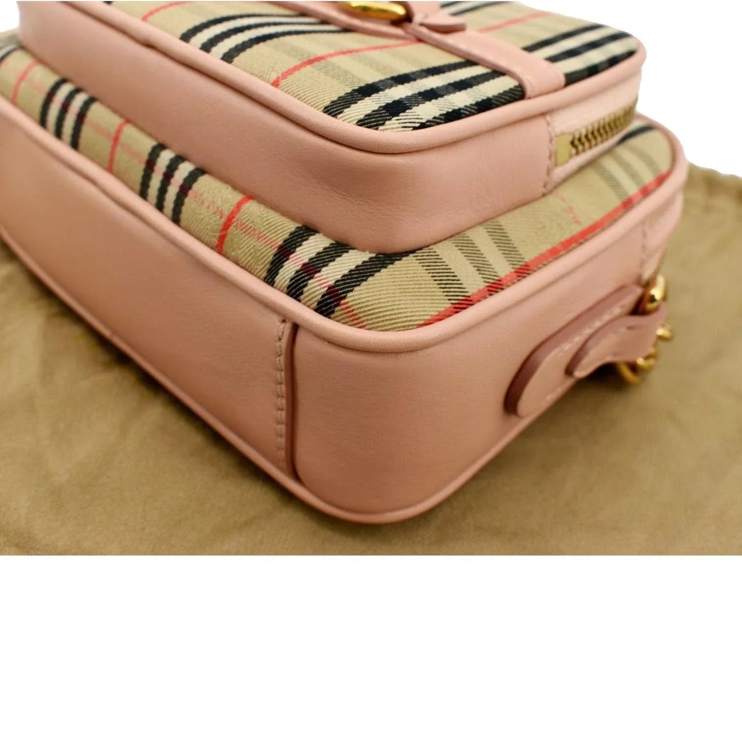 Pre-owned BURBERRY 1983 Knight Check Link Crossbody Camera Bag Light Pink