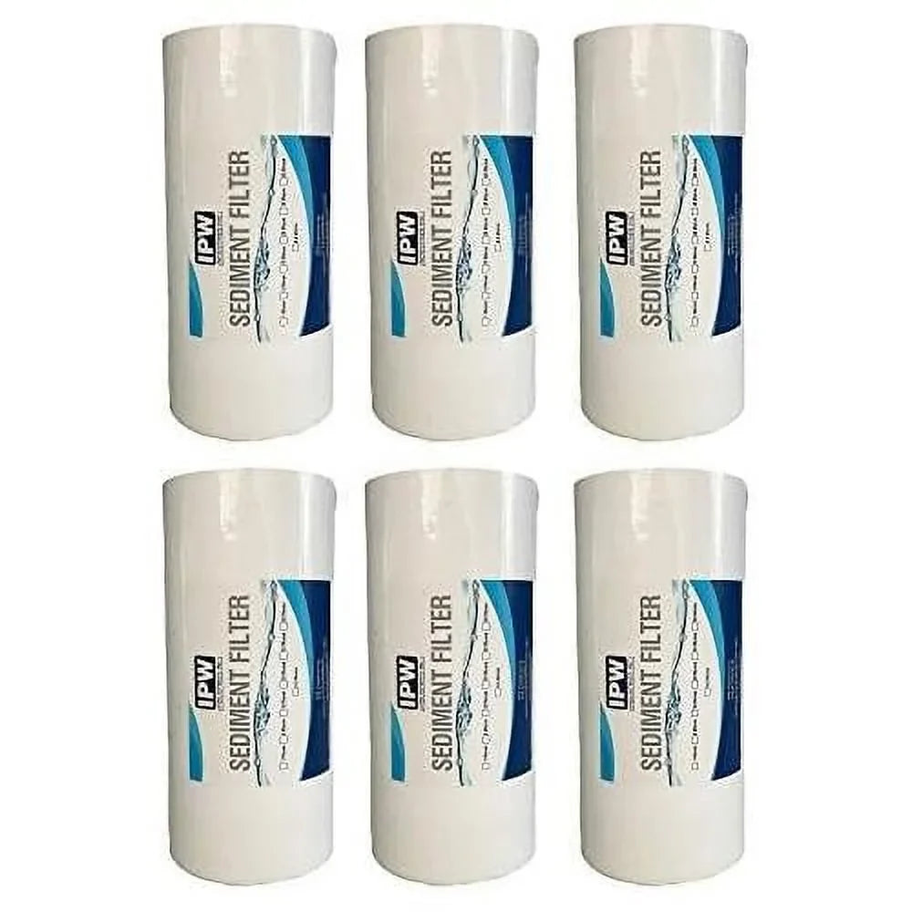 Whole House Sediment Fluid Filter - 20 Micron Sediment Filter - Full Flow Filter Compatible With Pelican And Other 10" X 45" Filtration Systems (6 Pack Of Filters)
