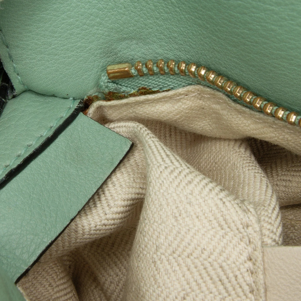 Pre-Owned Authenticated LOEWE Medium Puzzle Satchel Calf Leather Green Unisex (Good)