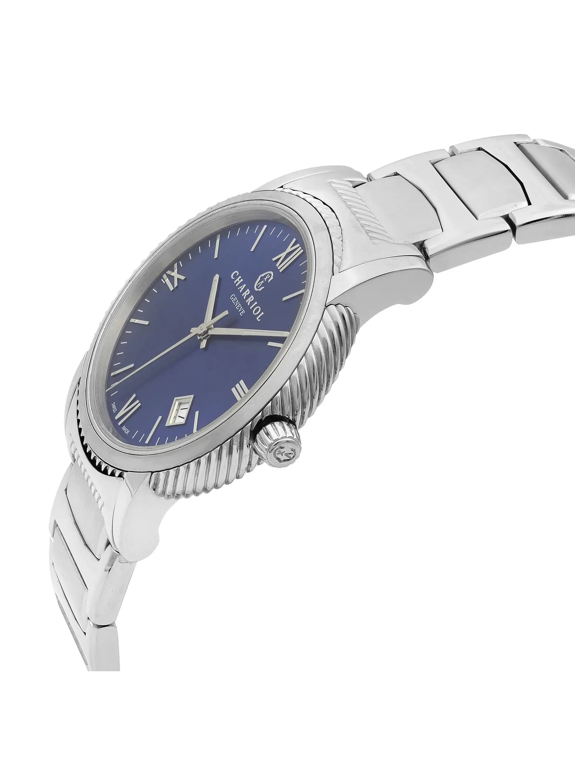 New Charriol Parisii 40mm Stainless Steel Blue Dial Quartz Watch P40S2.930.002