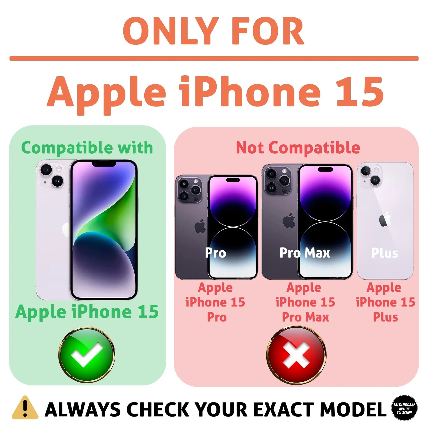 TalkingCase Personalize Custom Phone Cover Made for iPhone 15, w/ Glass Display Protector, DIY, Friends Forever, Acrylic Back, Raised Edges, Print in USA
