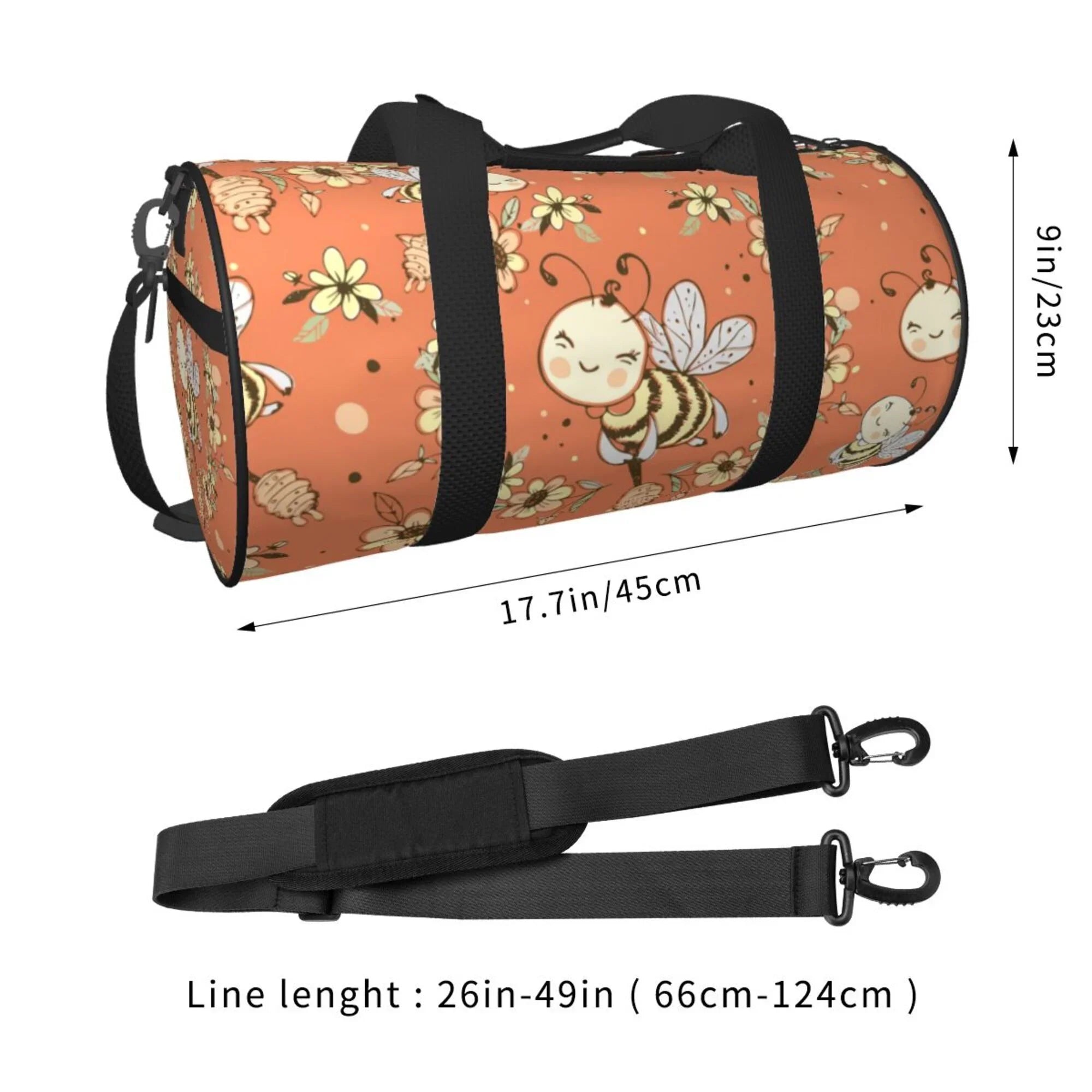ZICANCN Fantasy Cute Honeybees Travel Duffle Bag, Sports Tote Gym Bag Weekenders Bags for Women Men