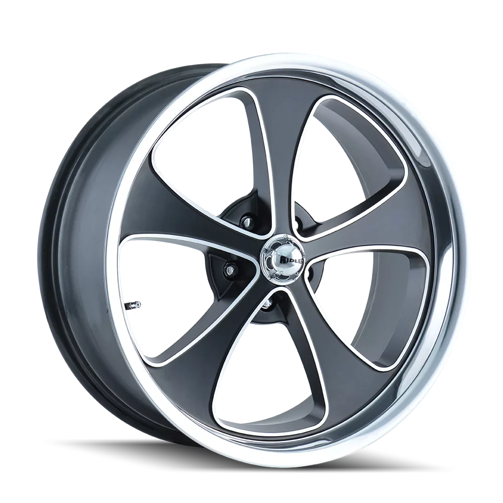 Ridler 645 20X8.5 5X114.3 0Et 83.82Cb Matte Black/Machined Face/Polished Lip