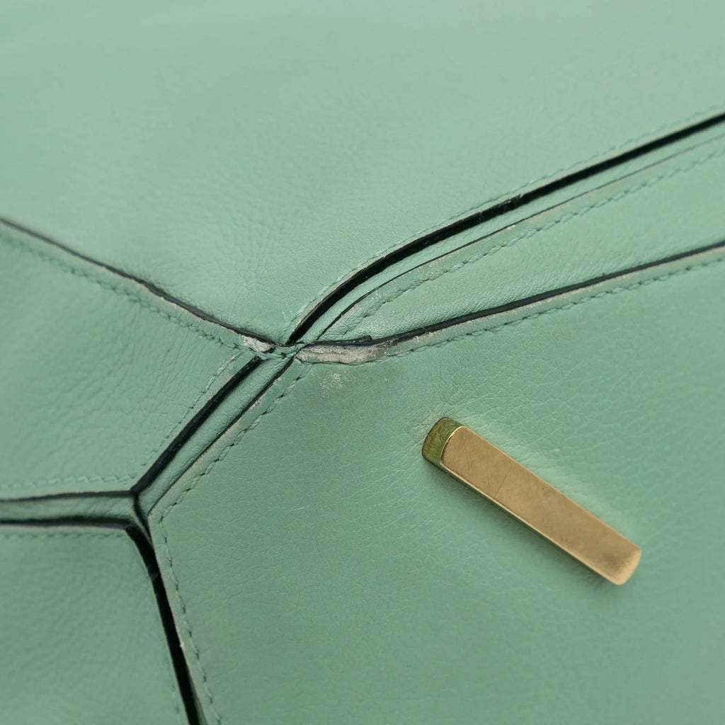 Pre-Owned Authenticated LOEWE Medium Puzzle Satchel Calf Leather Green Unisex (Good)