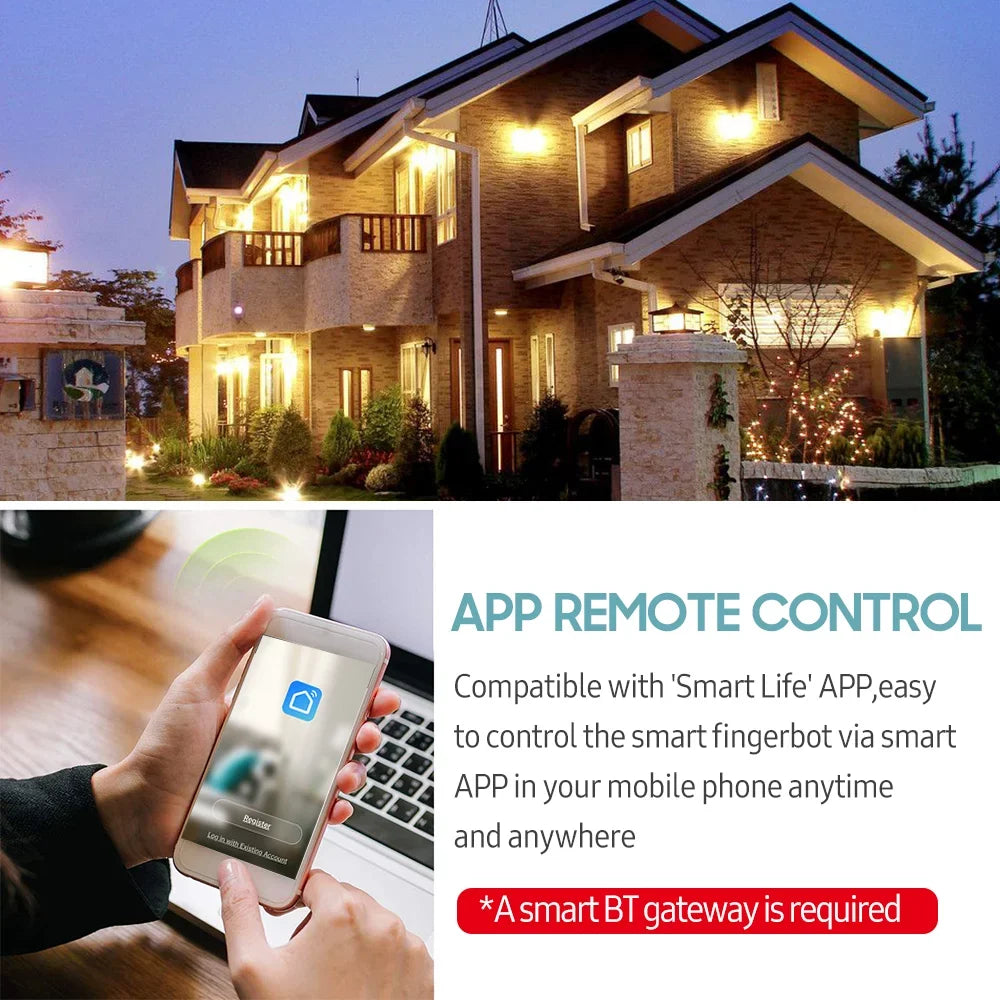 BT Fingerbot Home Automation Controller APP Control Voice Control Schedule Timer Fingerbot Home Appliances Switch Pusher Smart Controller (BT Gateway Required)