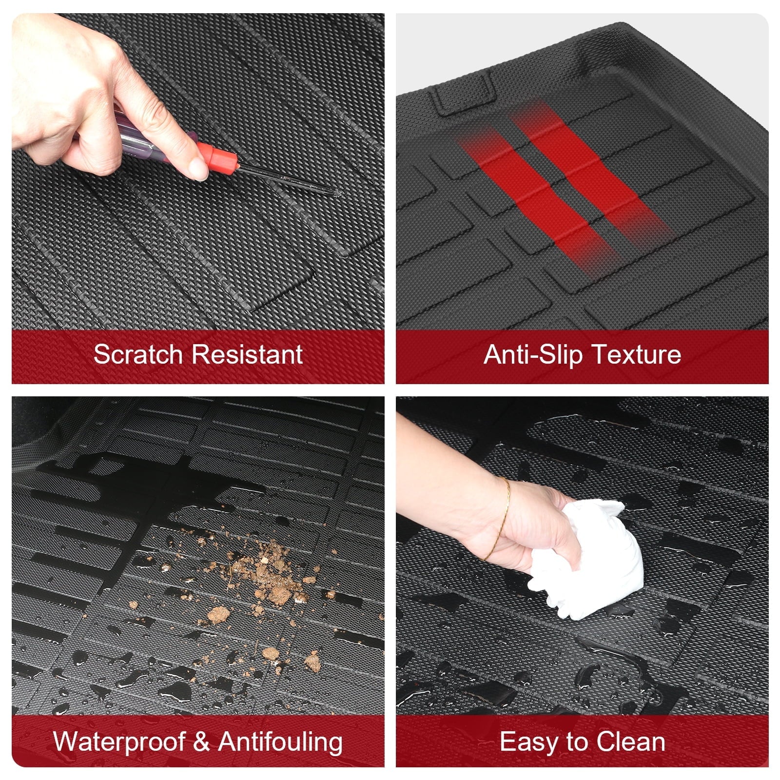 Ikon Motorsports Trunk Mat Compatible With 2021-2023 Ford Bronco 4-Door, Black Car Auto TPE 3D Molded Rear Cargo Cover All Weather Boot Liner Protector Pad