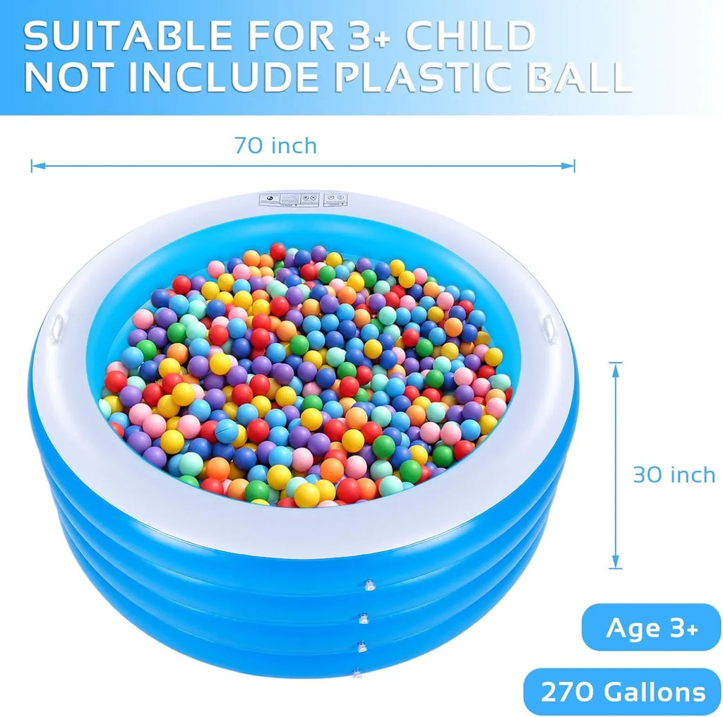 Inflatable Swimming Pool, 70"x30" Large Deep Round Inflatable Pool with Handles Family Pool, Summer Liquid Party, Kids, Outdoor, Garden Backyard, Suitable for Adults & 3+ Year Olds (Blue)