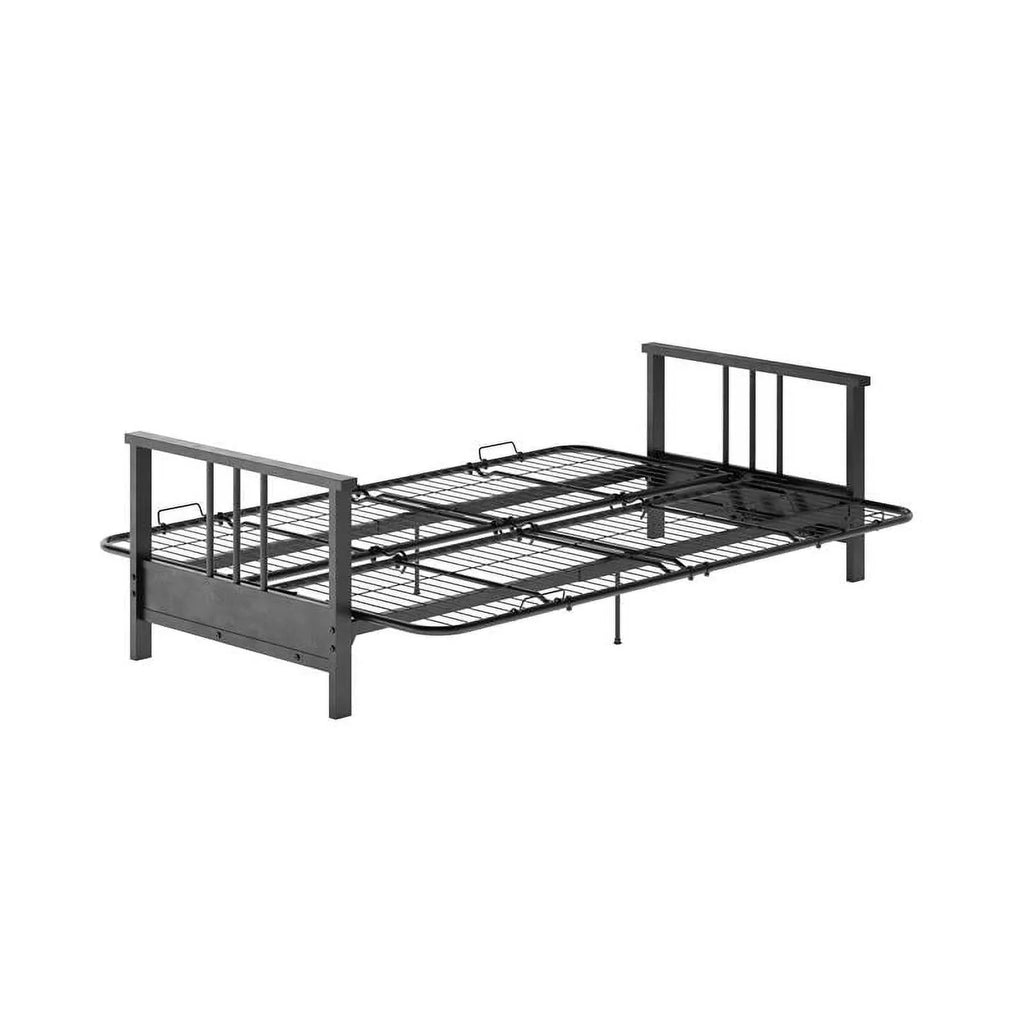 DHP Tallie Full Metal Arm Futon with 6" Thermobonded Black Microfiber Mattress