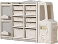 RUNFAYBIU Toy Organizer Multi-Functional Bookshelf and Toy Box Closed Cabinet and Pull-Out Drawer for Playroom Children's Bedroom and Nursery. (10 Organizer Boxes + 2 Organizer Cab