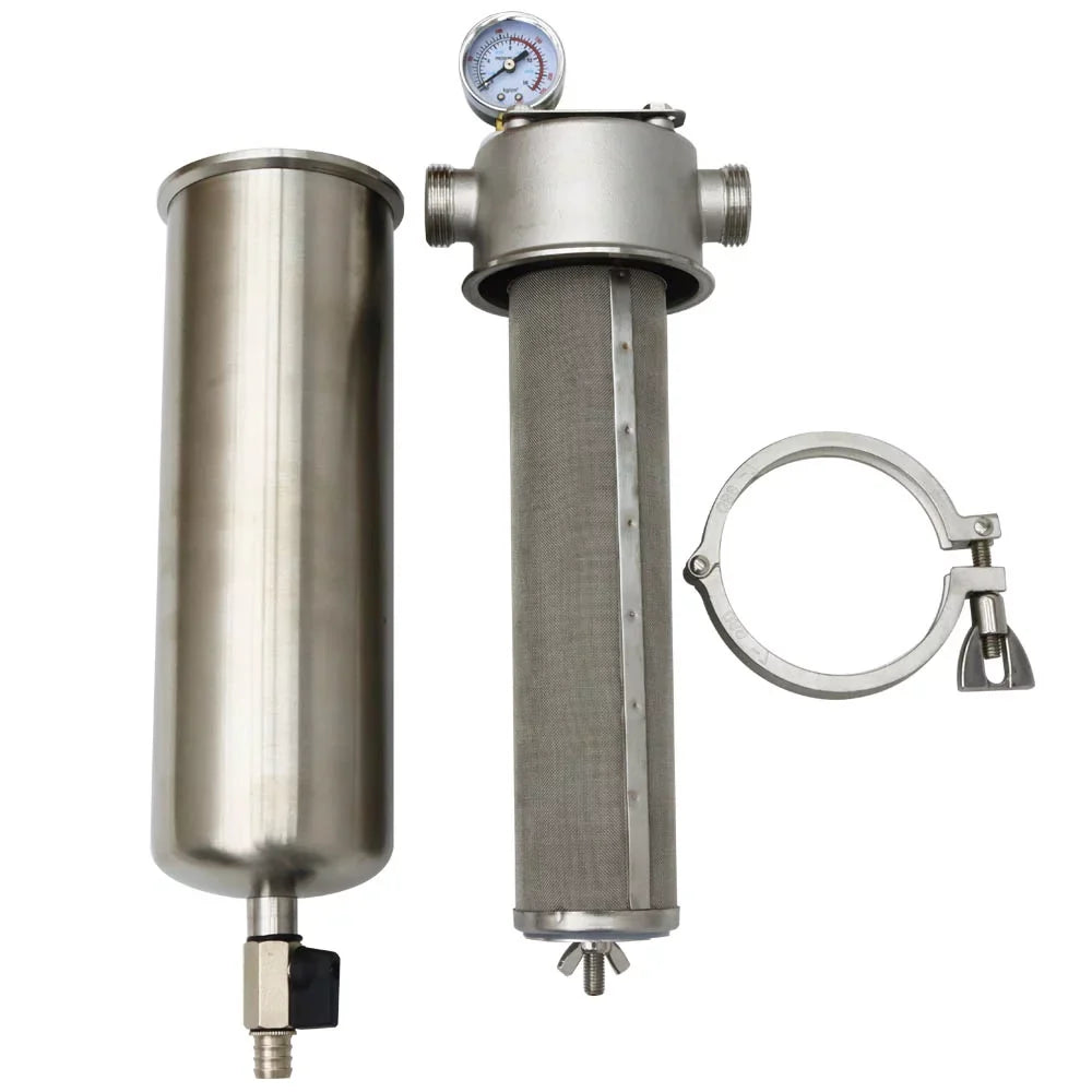 TECHTONGDA Front Liquid Filter Housing 10 inch Filter 1 inch NPT for Whole House Liquid Purification 304 Stainless Steel 8000L/h